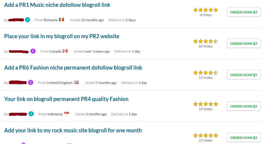 example blogroll links from fiverr
